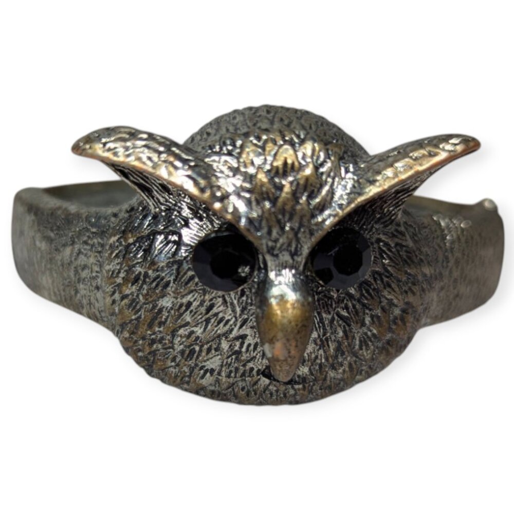 Silver Tone Owl Cuff Bracelet